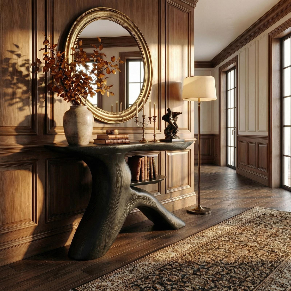 Minimalist Console Table, Natural Solid Wood Narrow Entryway Sofa Table for Living Room
