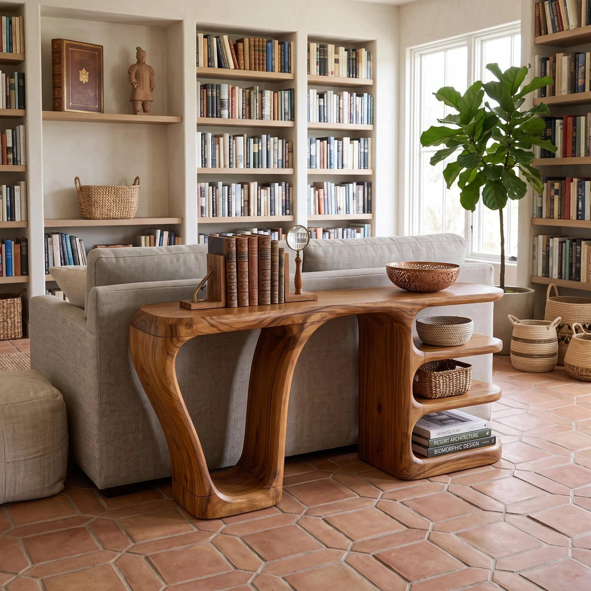Minimalist Layered Console Table For Living Room