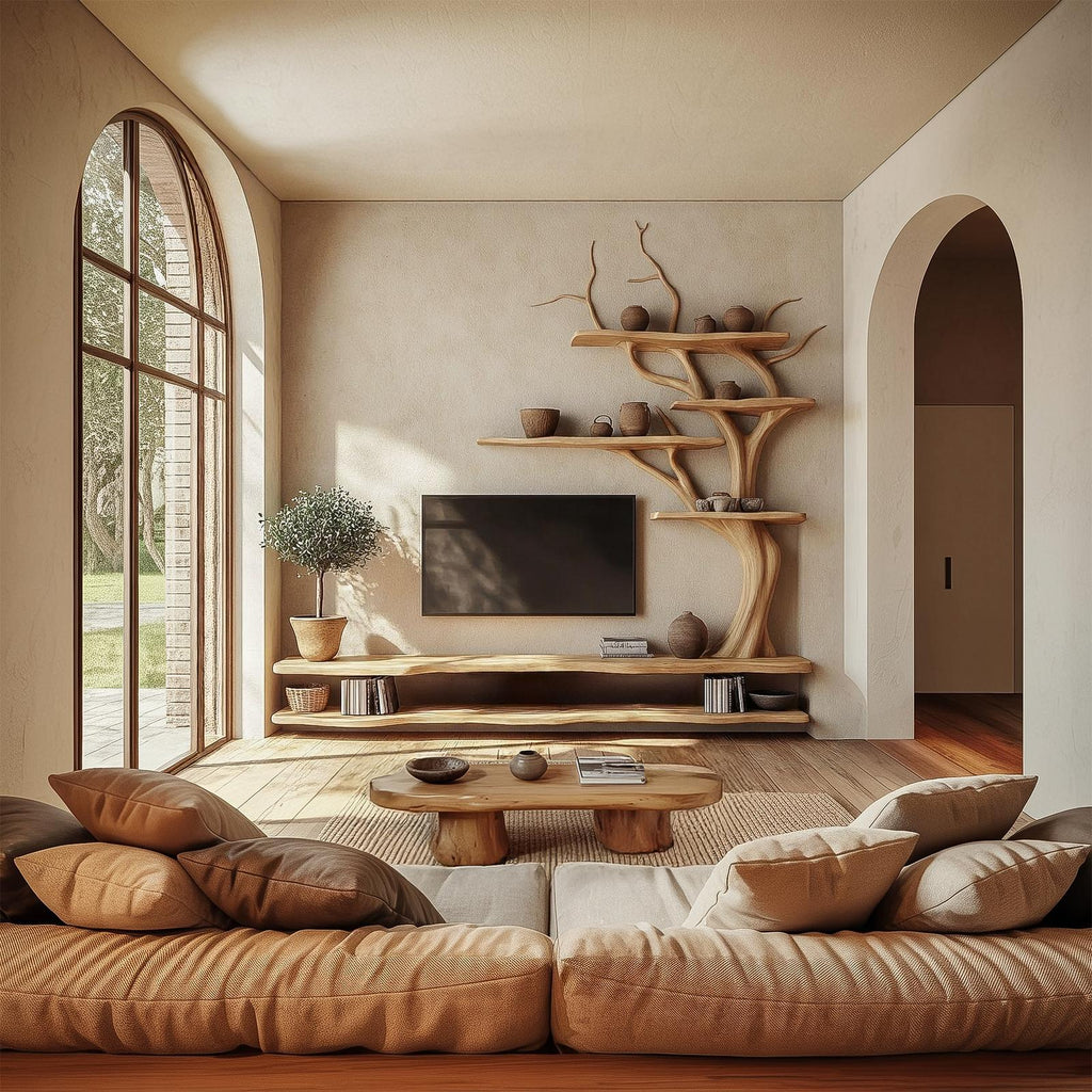 Rustic Tree Inspired TV Stand For Living Room And Family Space
