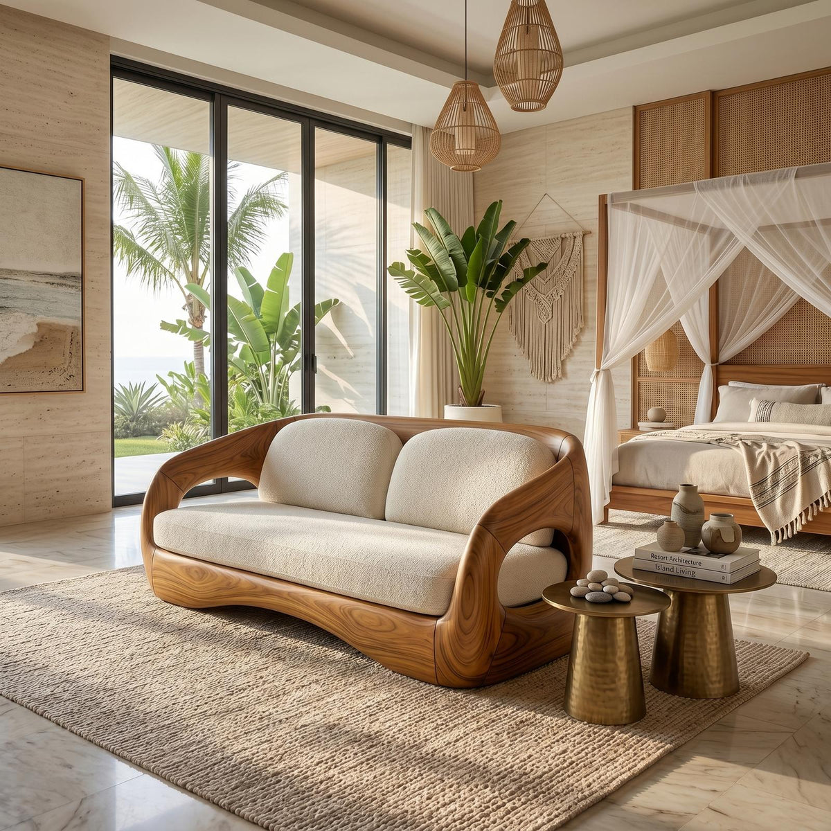 Tropical Modern Wooden Sofa For Resort Style Living Space
