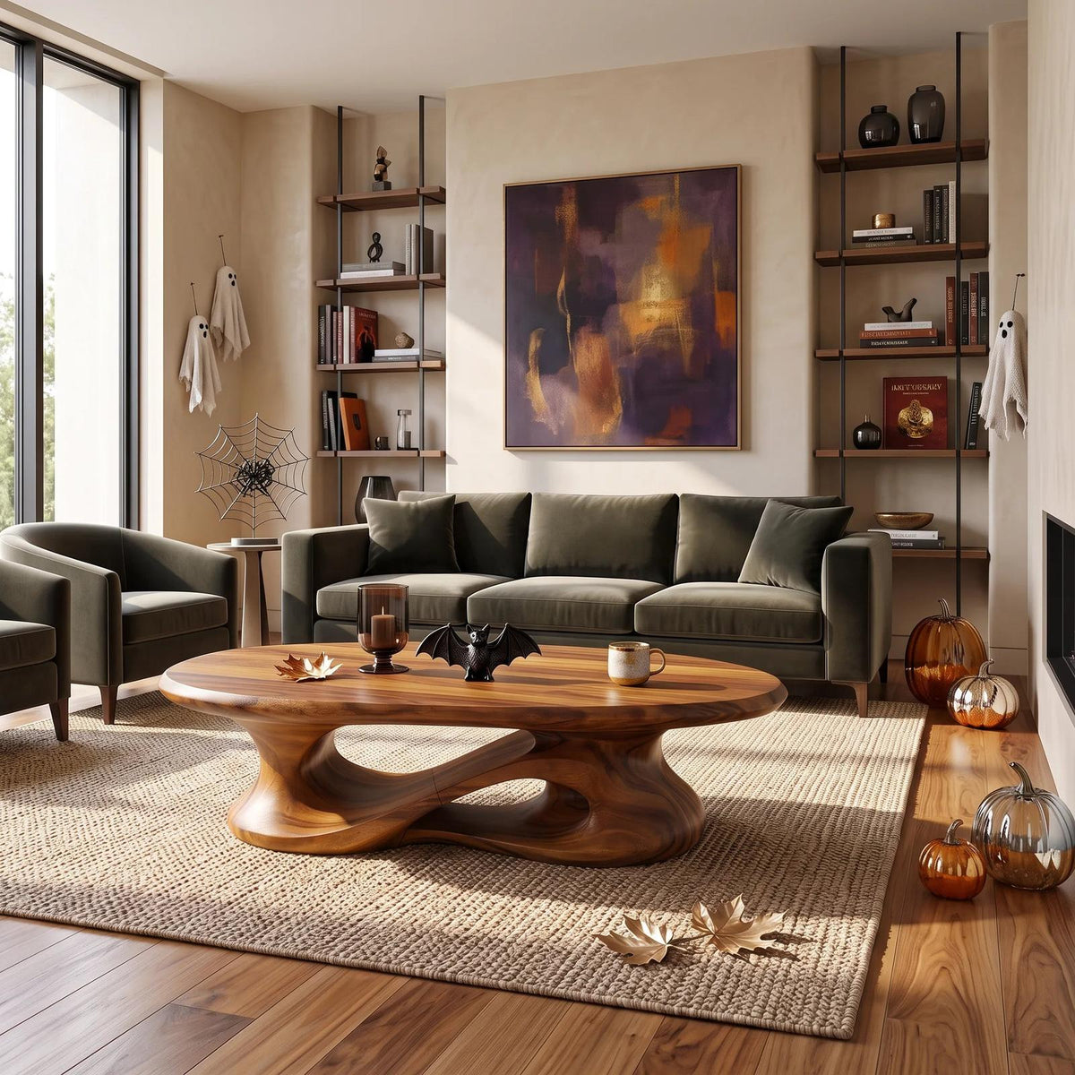 Contemporary Halloween Curved Coffee Table For Home Interior SILDTTNCF071