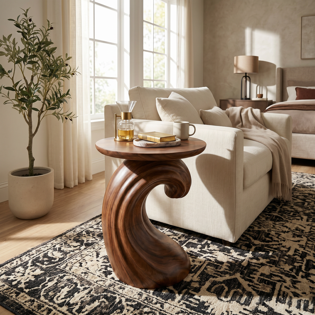 Rustic Tree Base Accent Table Master Bedroom