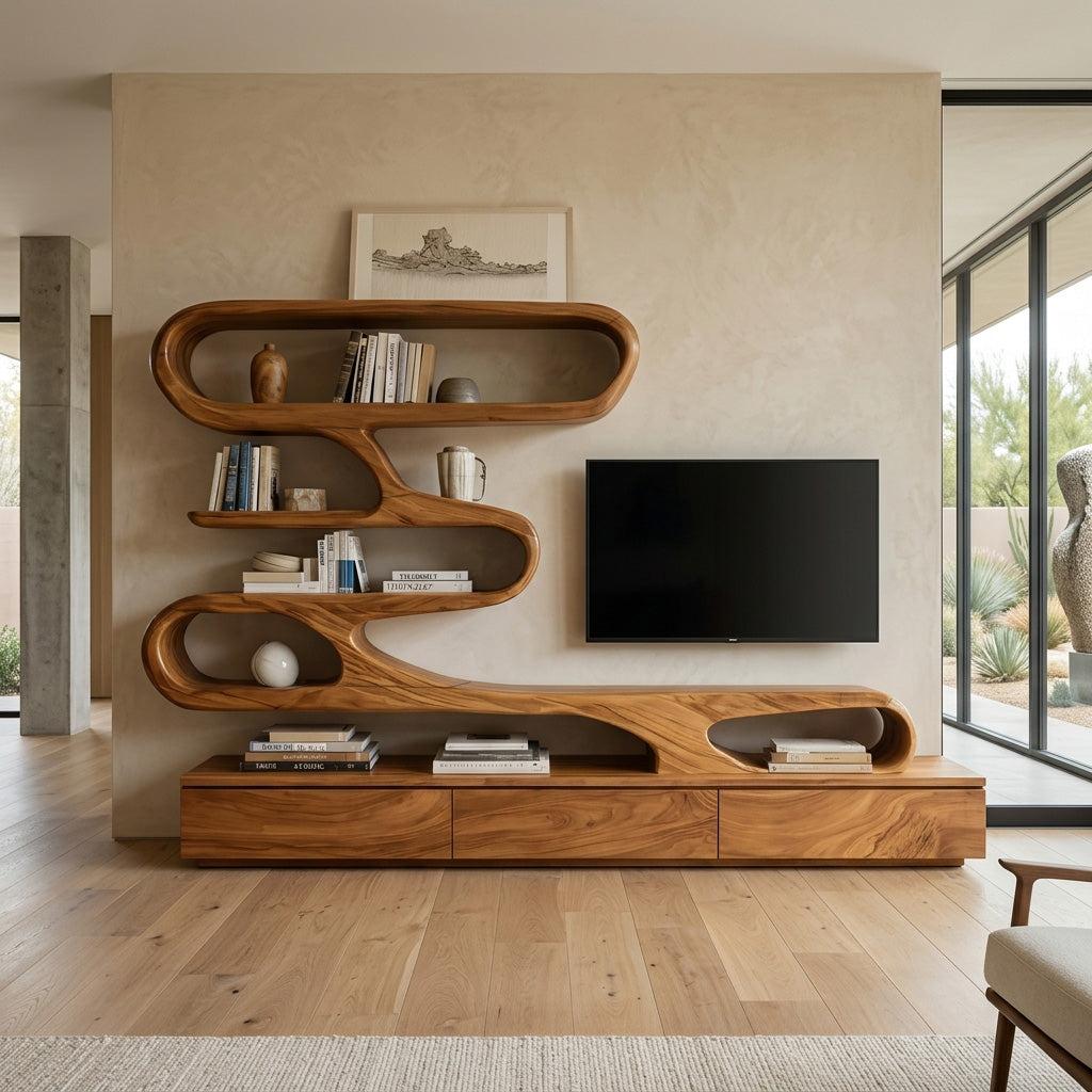 Modern Organic Wall TV Shelf System For Living Room