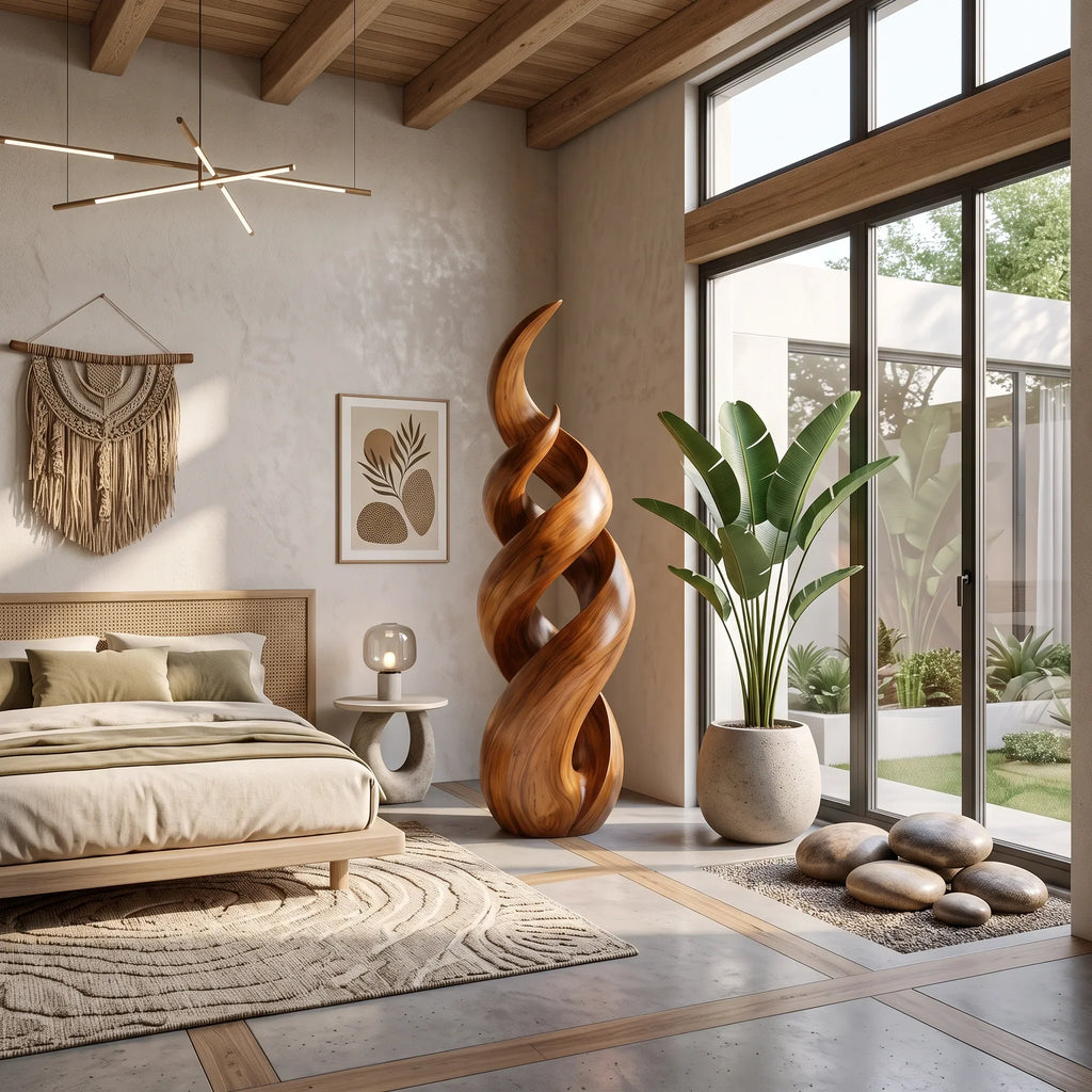 Rustic Twisted Wood Sculpture For Elegant Outdoor Patio Decor