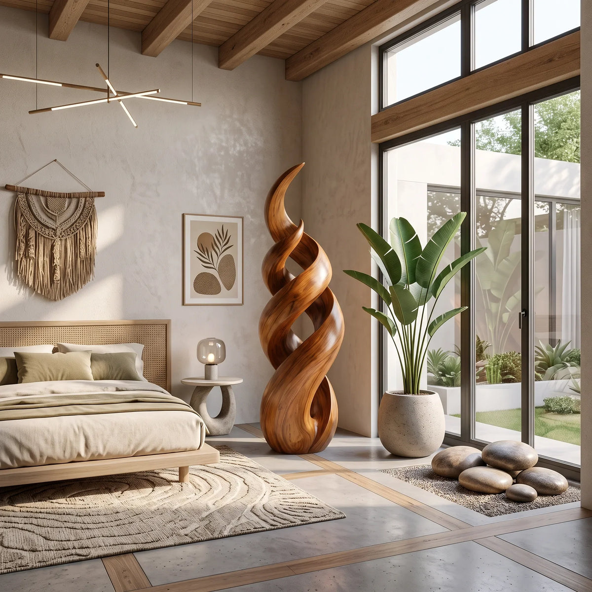 Rustic Twisted Wood Sculpture For Elegant Outdoor Patio Decor