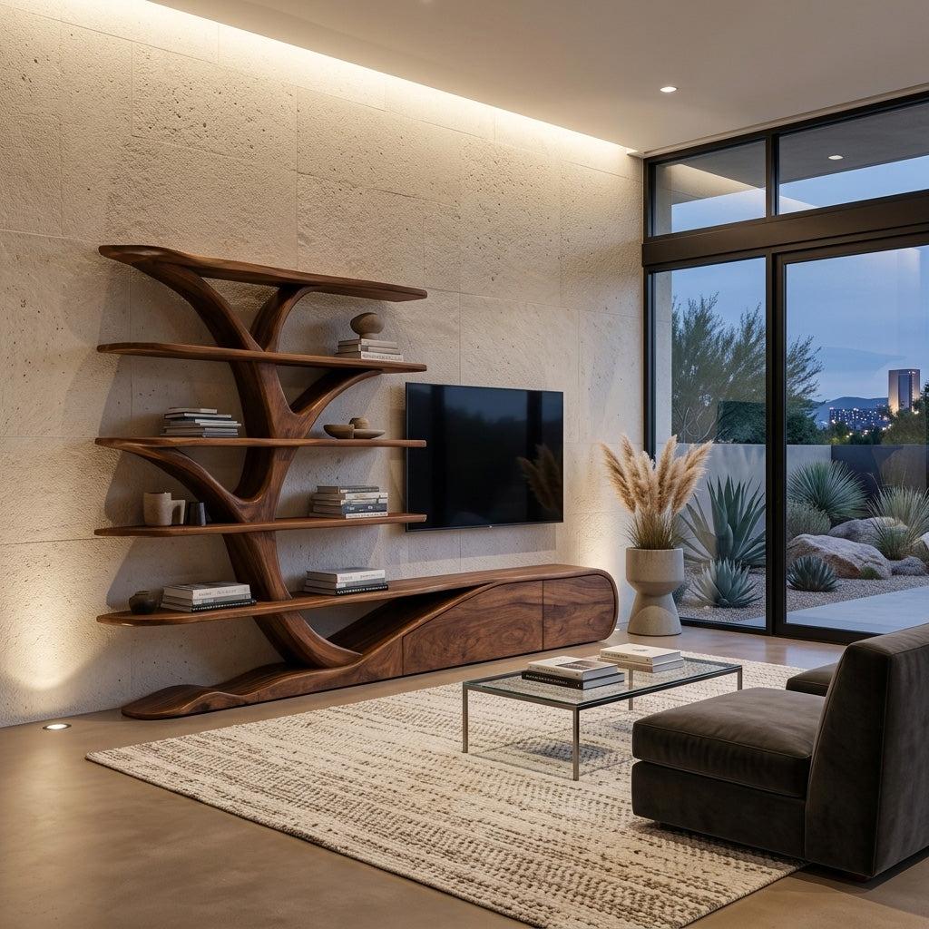 Modern Organic Tree Inspired Media Console For Living Room