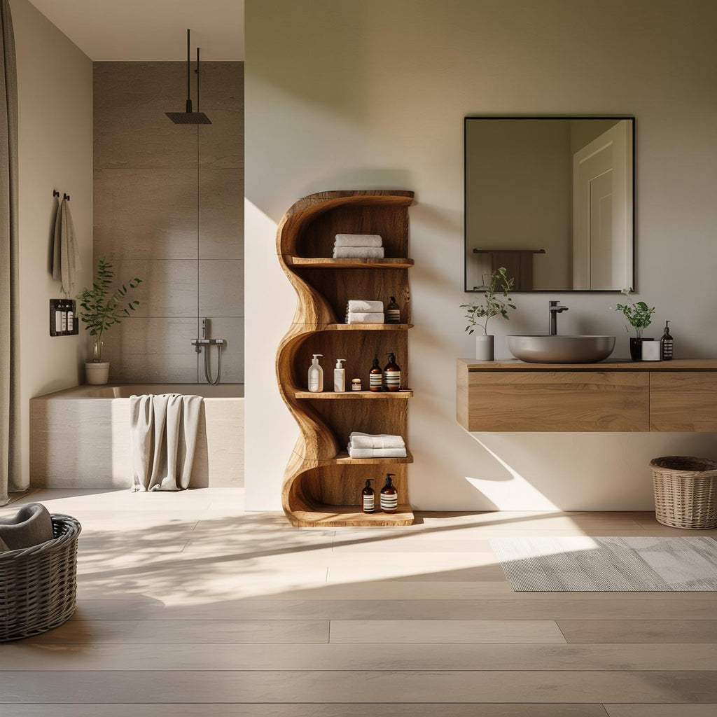 Rustic Organic Bathroom Shelf Bathroom Interior Storage Display