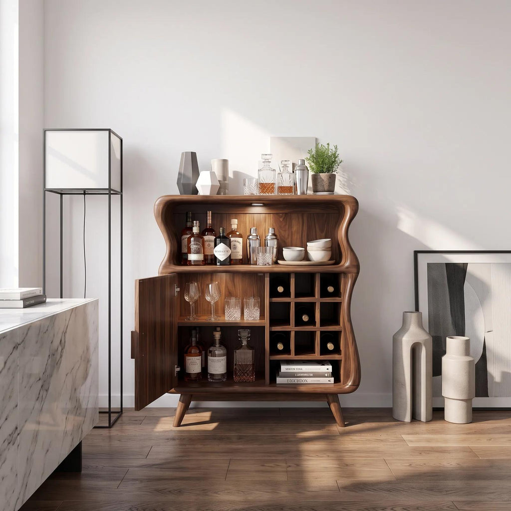 Mid Century Bar Cabinet with Storage Modern Kitchen