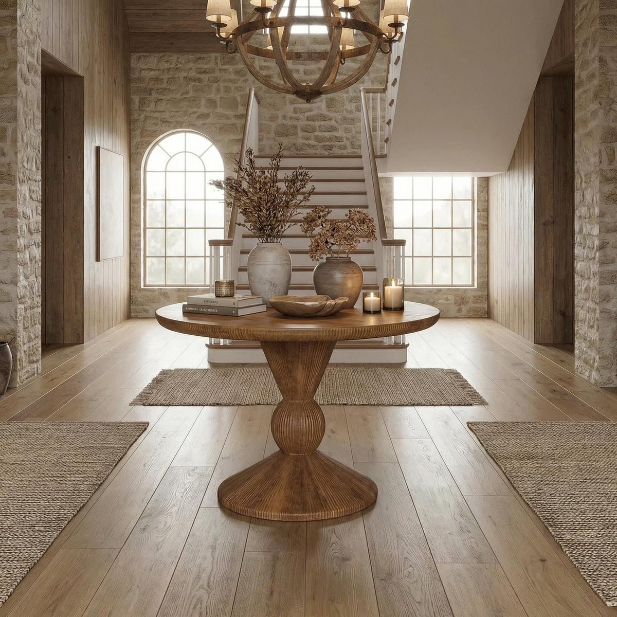 Organic Sculptural Entryway Table, Solid Wood Artistic Foyer & Hallway Decor Center Table