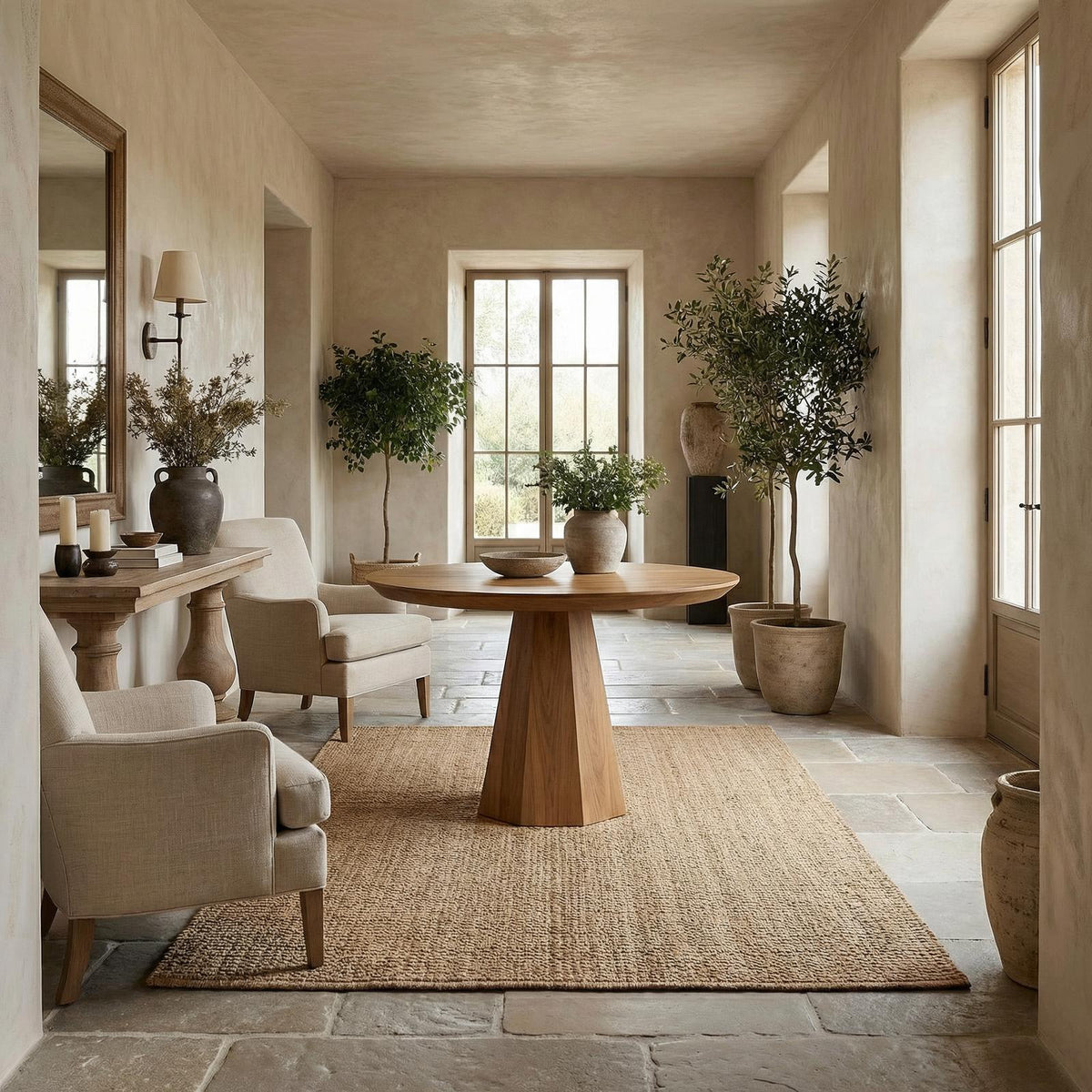 Contemporary Organic Round Entryway Foyer Table For Entryway SINLSAFT007