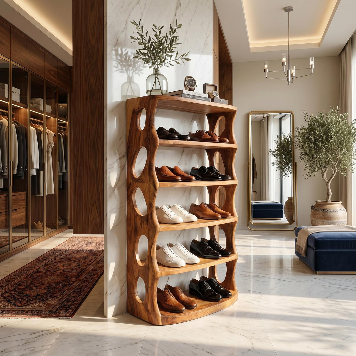 Minimalist Vertical Shoe Rack, Slim Wooden Shoe Tower Organizer Shelf for Entryway Storage Corner