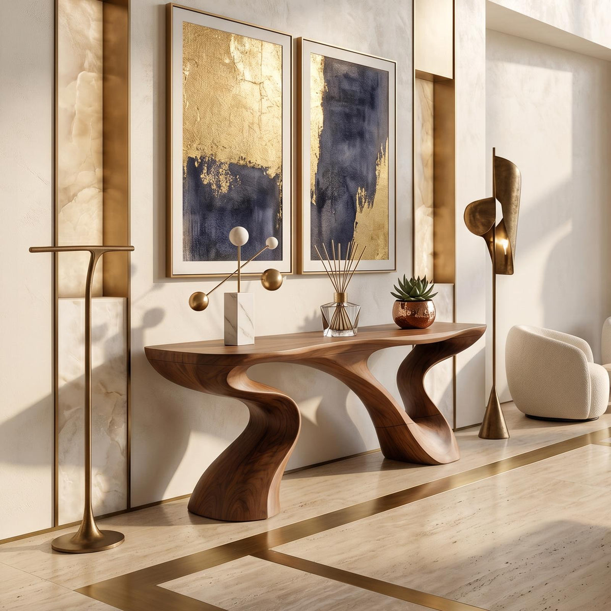 Minimalist Floating Console Table, Wall-Mounted Wood Entryway Shelf & Modern Vanity