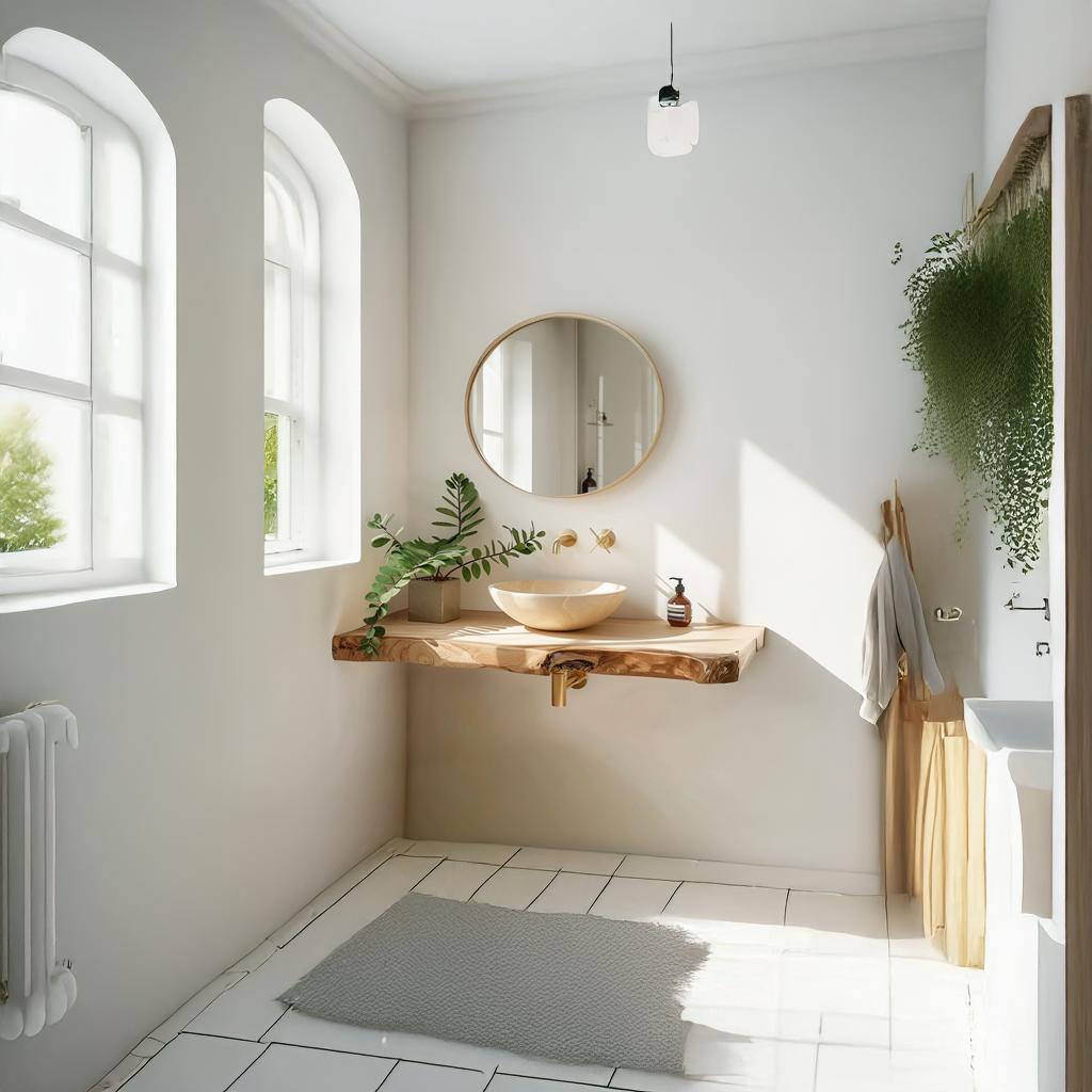 Rustic Floating Shelf Washstand, Solid Wood Bathroom Vanity, Single Sink Washroom Countertop Support Shelf