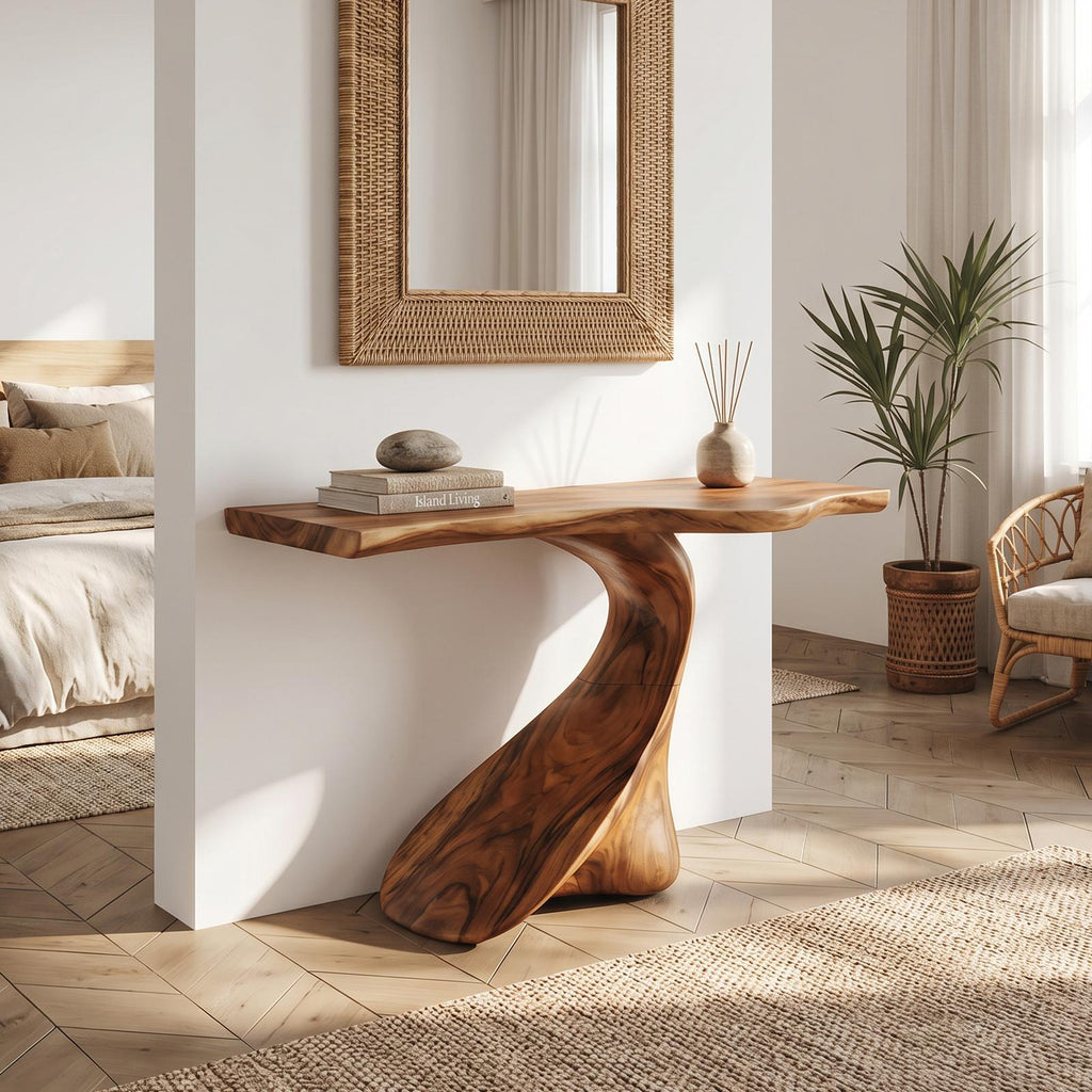Rustic Chic Solid Wood Console Table, Handcrafted Live Edge Entryway Sofa Table for Hallway Design