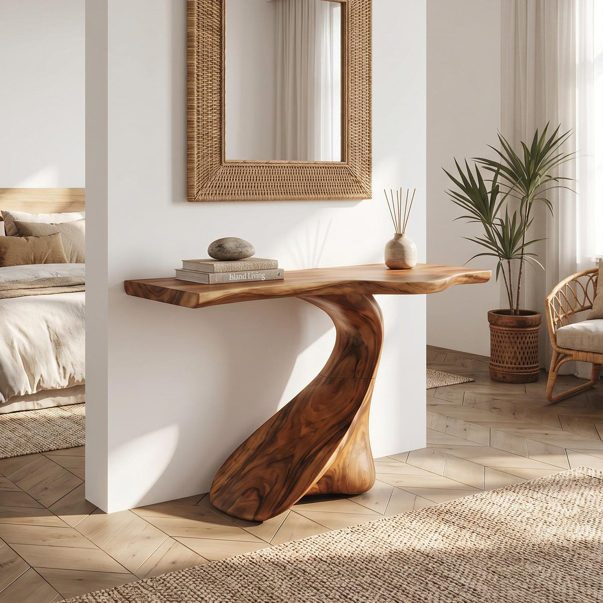 Rustic Chic Solid Wood Console Table, Handcrafted Live Edge Entryway Sofa Table for Hallway Design