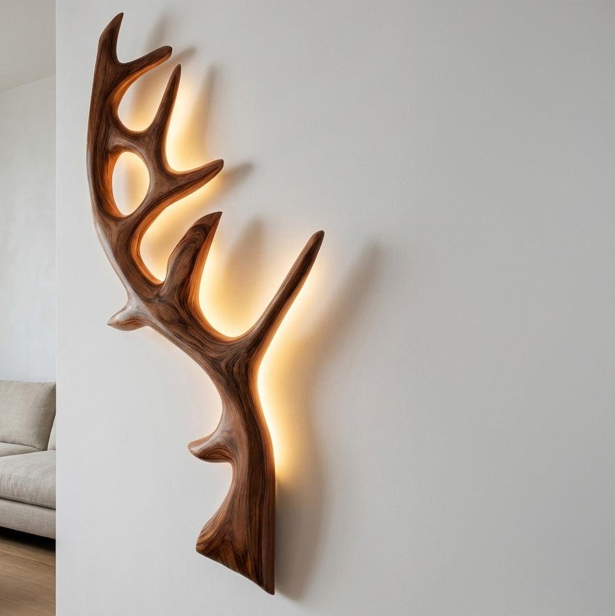 Minimalist Natural Wood Tree Wall Lamp, Nature-Inspired LED Branch Wall Sconce for Bedroom Decor, Model