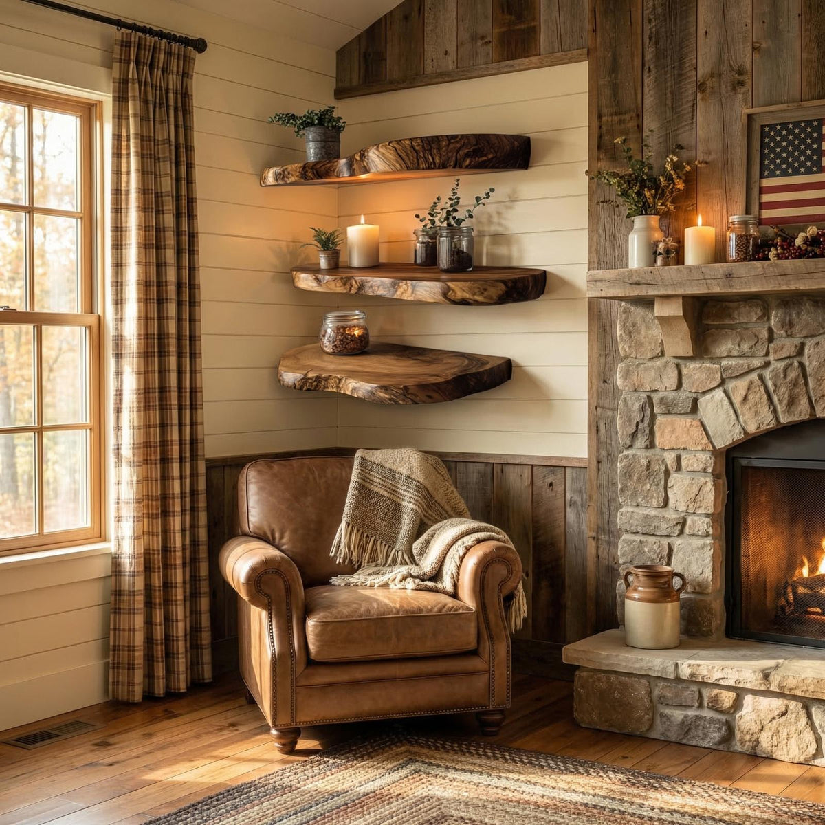 Rustic Organic Wall Shelf For Living Room And Interior Decor