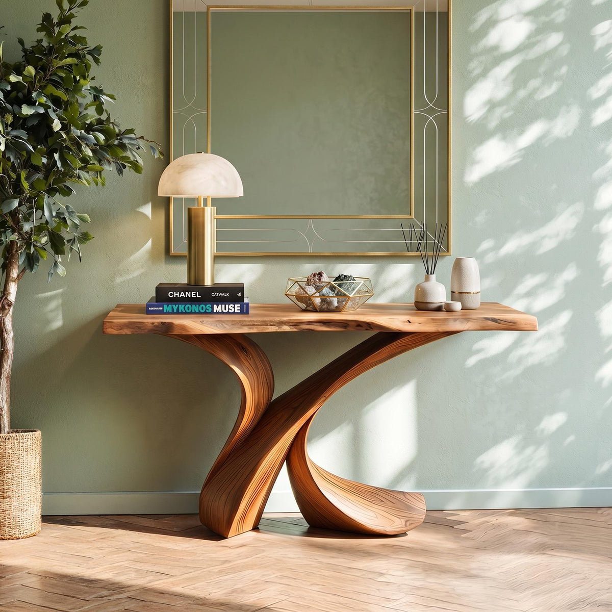 Rustic Wood Console Table Entryway Design