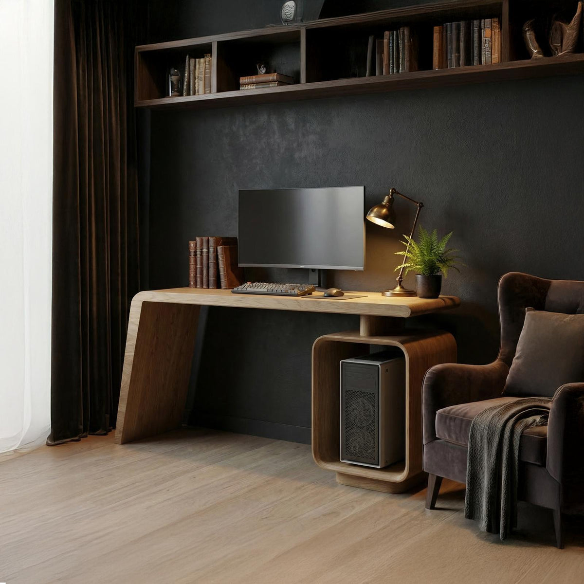 Modern Work Desk, Solid Wood Computer PC Writing Desk for Home Office & Study Room