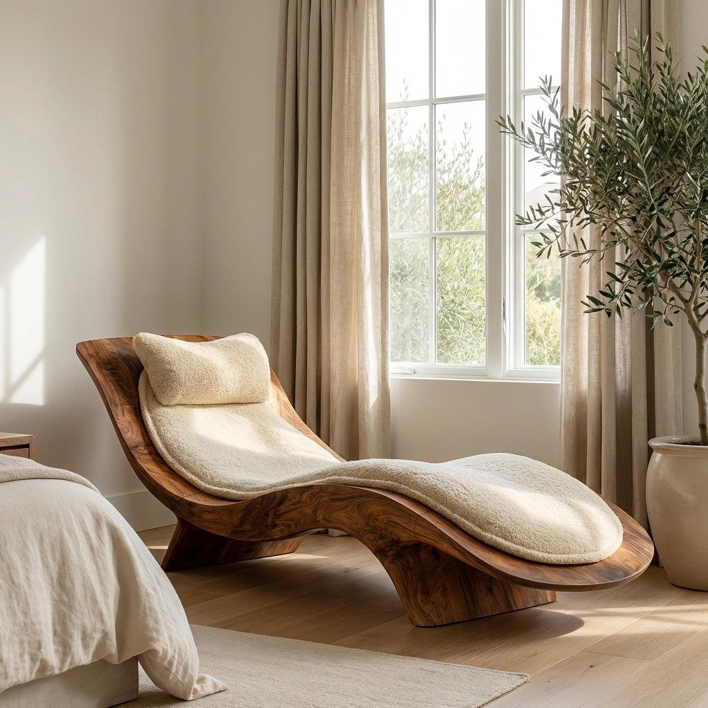 Contemporary Natural Wood Lounge Chair, Modern Living Room Accent Armchair, Mid-Century Reading Easy Chair