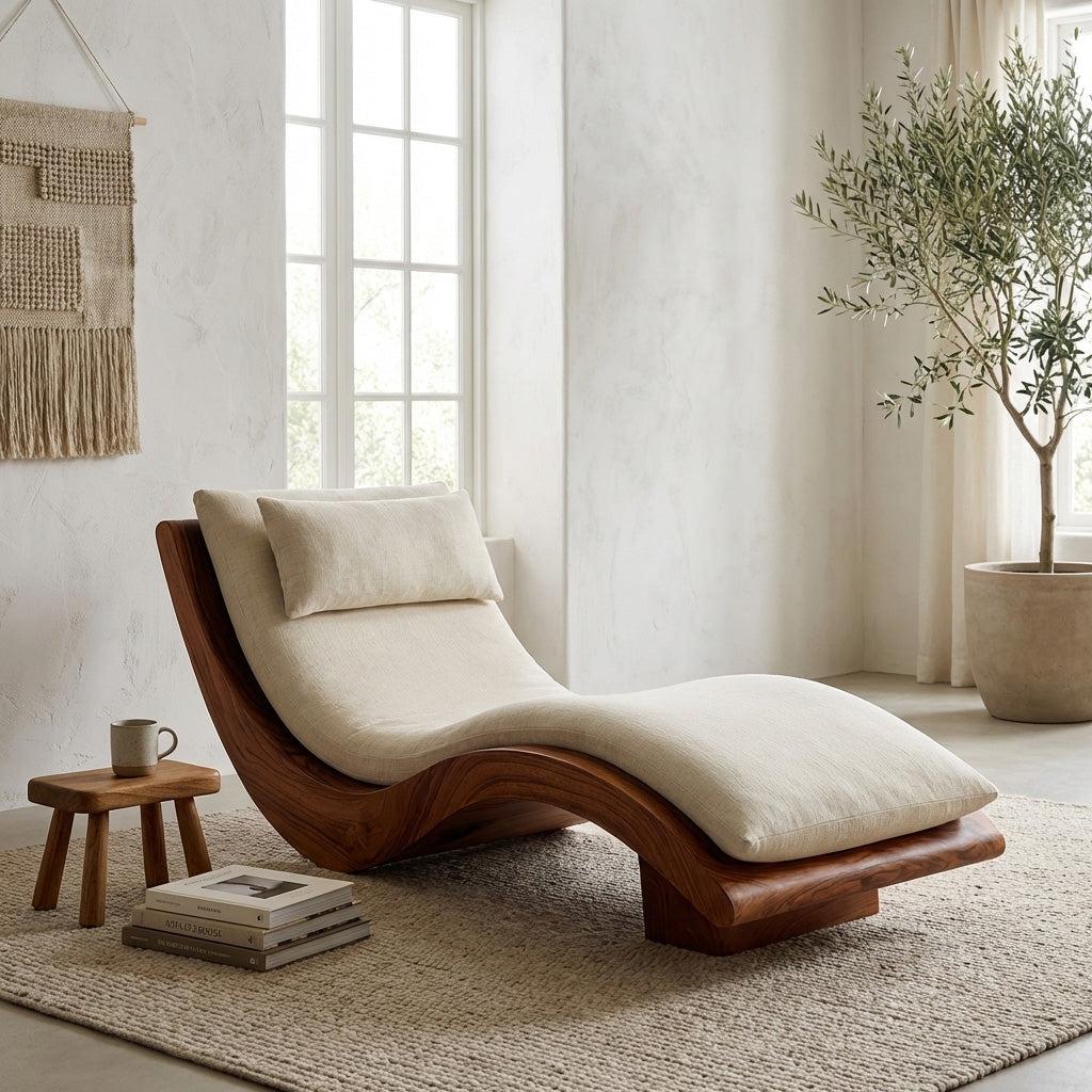 Minimalist Natural Wood Lounge Chair, Modern Timber Reading Armchair, Accent Seating for Bedroom Living Room