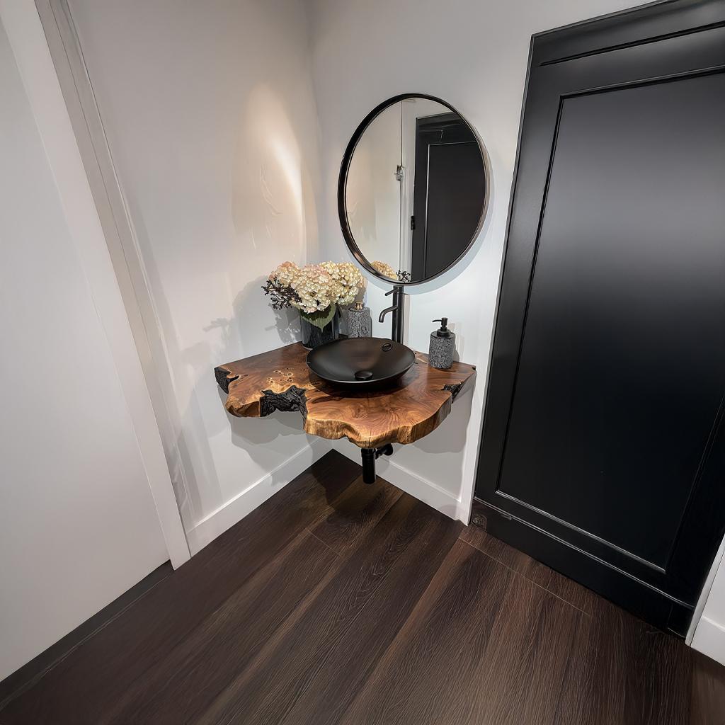 Rustic Floating Shelf Vanity Bathroom