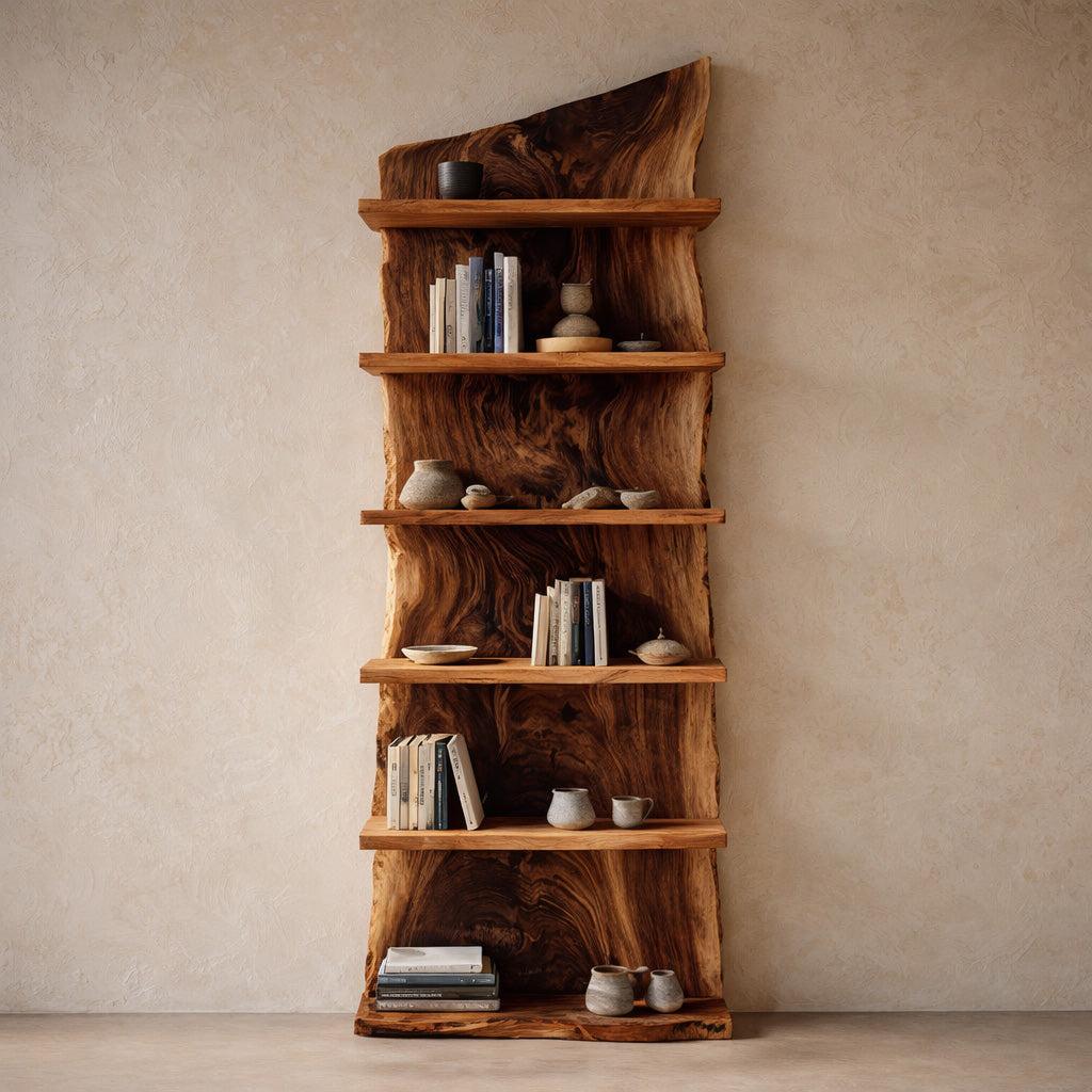 Modern Wooden Standing Shelf, Contemporary Tiered Bookcase, Sleek Storage Organizer Display Rack for Home Decor