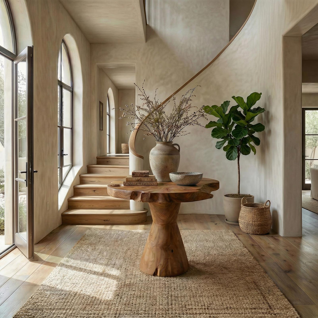 Organic Live Edge Foyer Table, Solid Wood Entryway Console Table, Rustic Accent Table for Hallway