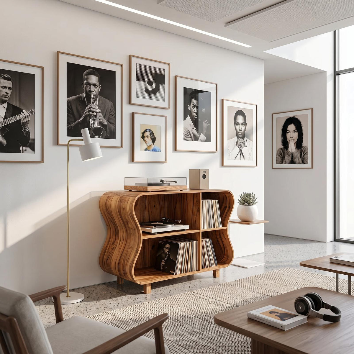 Rustic Wooden Vinyl Storage For Bedroom Display