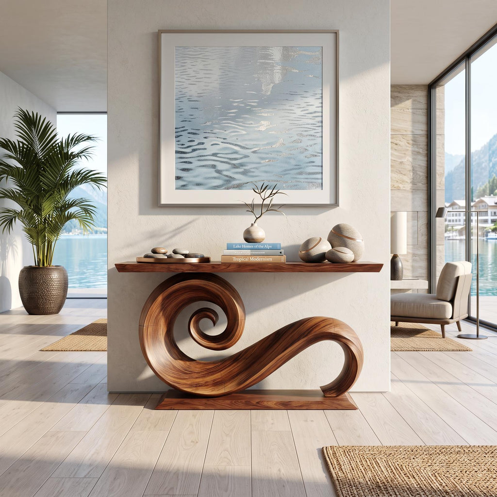 Spry Interior Modern Solid Wood Console Table, Organic Live Edge Wood Entryway Foyer Table for Living Room and Hallway Decor, SILDTTNCS088