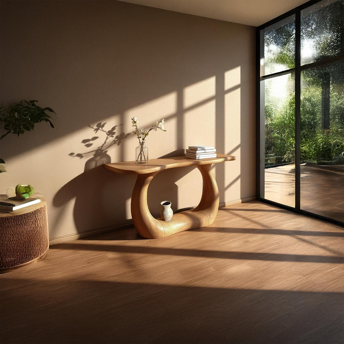 Rustic Tree Inspired Wood Console Table, Hallway & Entryway Accent Table, Solid Wood Sofa Table, Model