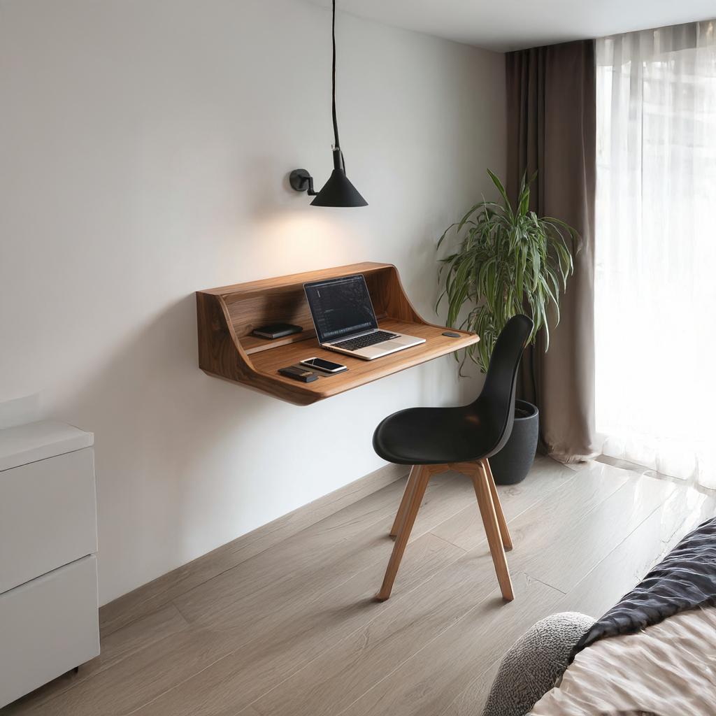 Wall Mounted Desk Solid Wood Live Edge Minimal Gift