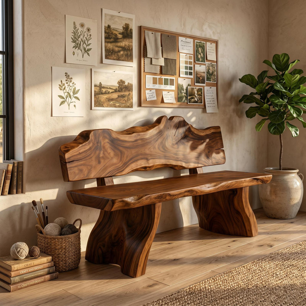 Rustic Live Edge Bench Contemporary Foyer SILDTTRBEN054