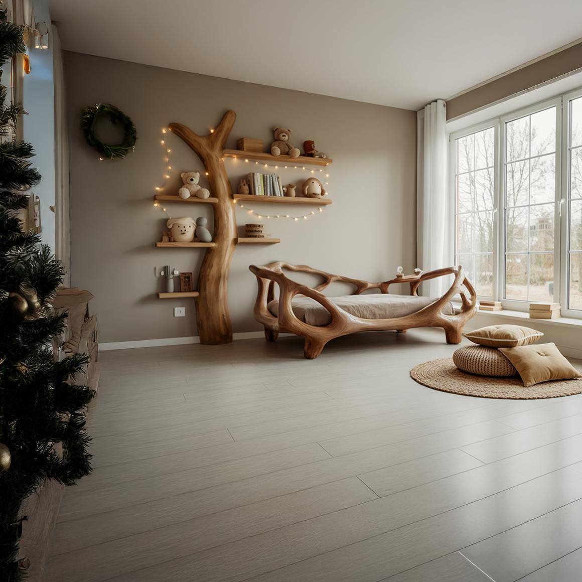 Rustic Organic Sculptural Bed Artistic Modern Bedroom SINLSAWB069