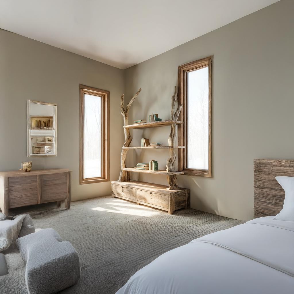 Rustic Tree Shelf Cabinet Bedroom