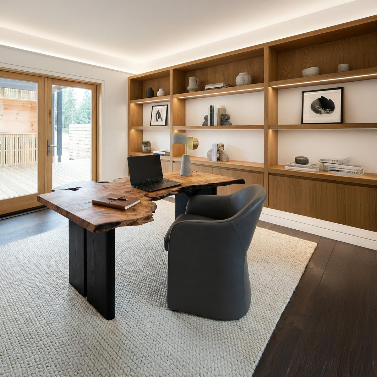 Modern Solid Wood Office Desk, Executive Writing Table & Study Workstation for Home Office, Workspace