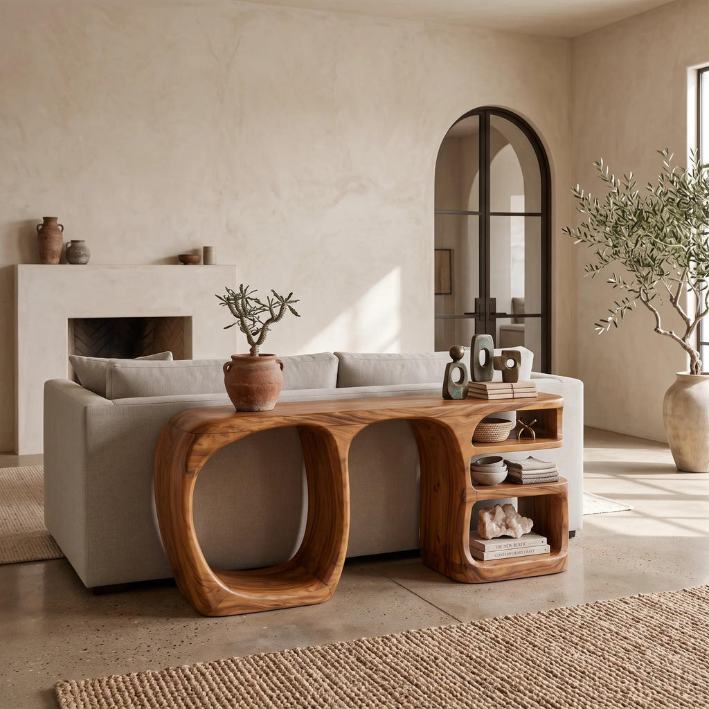 Organic Open Compartment Console For Contemporary Hallway
