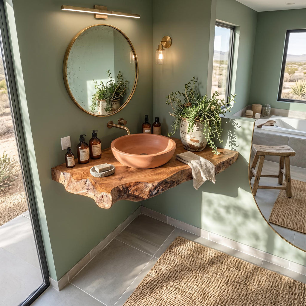 Wooden Floating Vanity With Live Edge For Bathroom SILDTTRBAS033