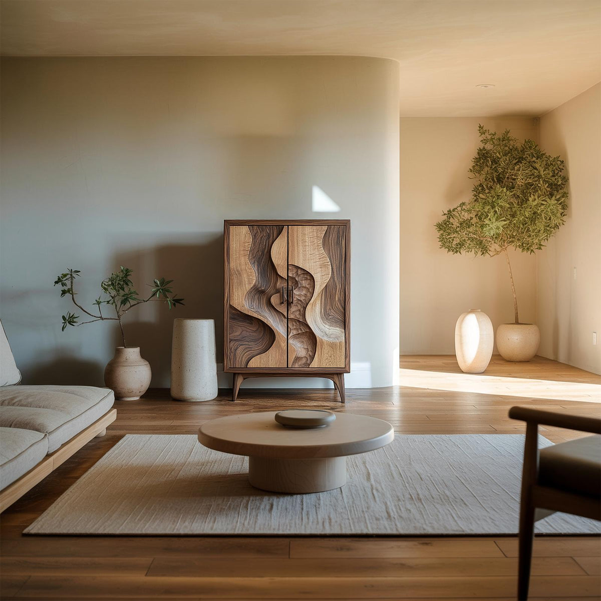 Organic Modern Sculptural Storage Cabinet For Living Room SINLSASC358