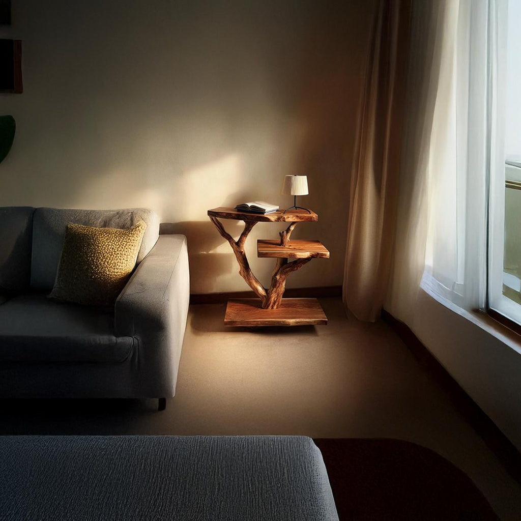 Rustic Tree Bedside Table Bedroom Living Room
