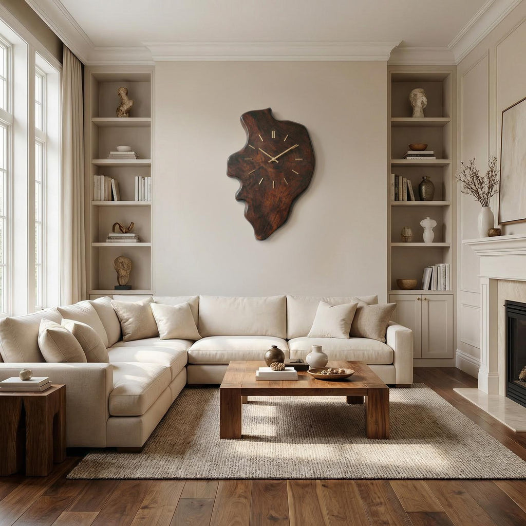 Handcrafted Live Edge Wood Wall Clock Living Room Wall