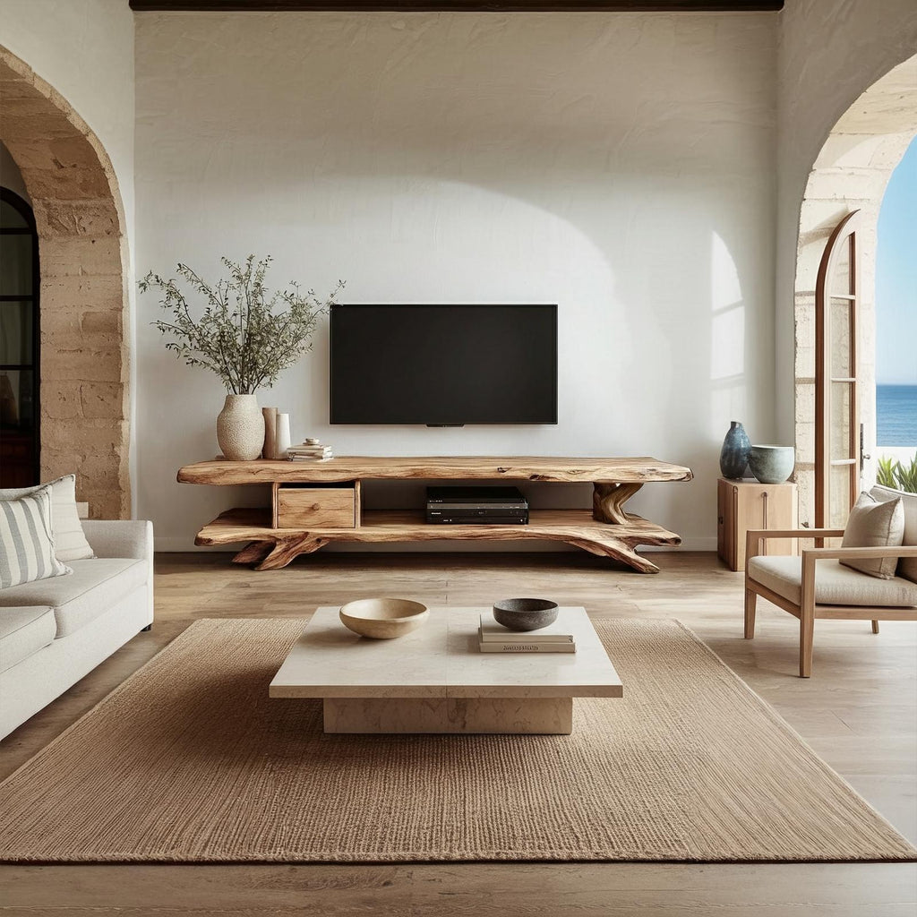 Rustic Wood TV Storage Console Cabinet, Media Entertainment Center for Living Room & Family Space