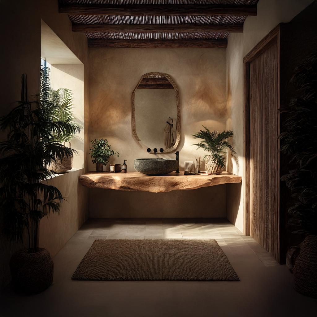 Rustic Floating Shelf Single Vanity Bathroom