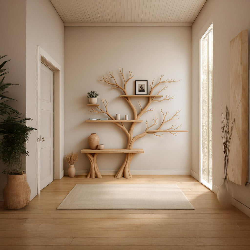 Rustic Artistic Tree Wall Bookcase Bedroom