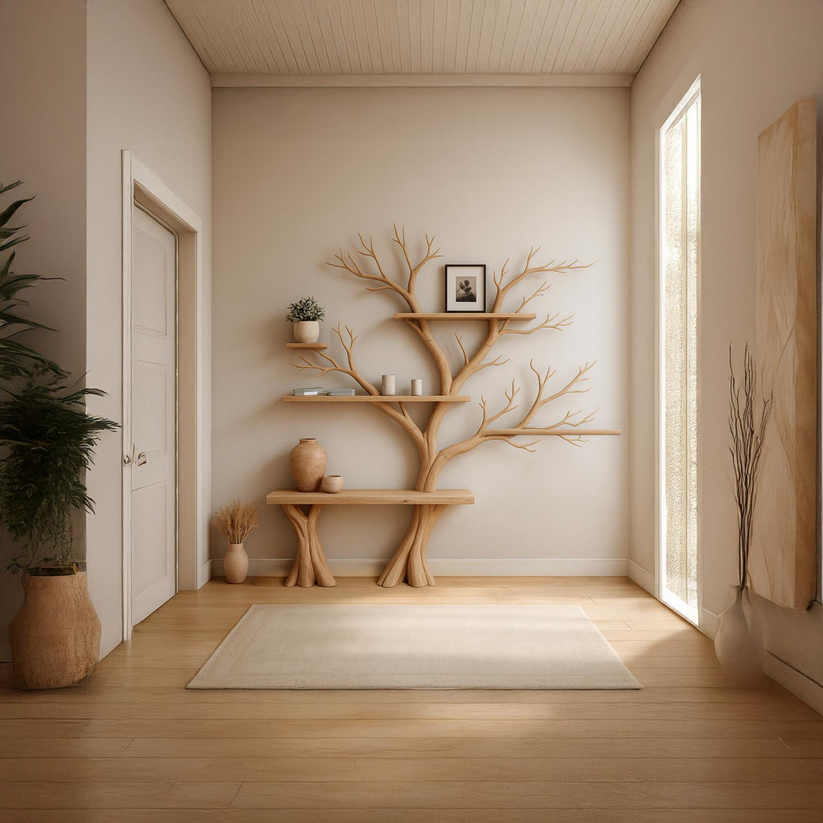 Rustic Artistic Tree Wall Bookcase Bedroom