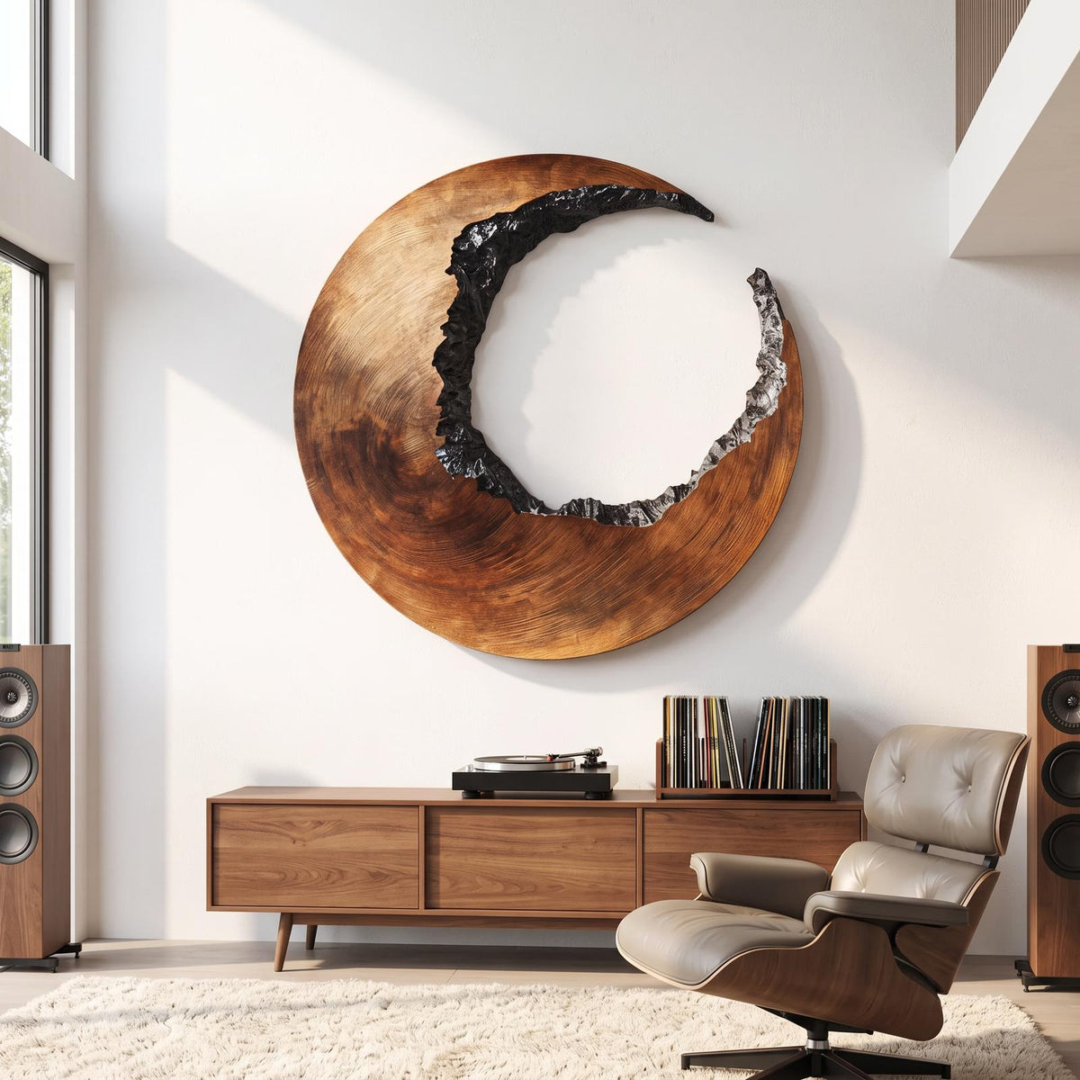 Spry Interior Mid-Century 3D Wood Wall Art Panel, Handcrafted Geometric Wooden Sculpture Hanging Decor for Living Room Makeover, SILDTTRWA010