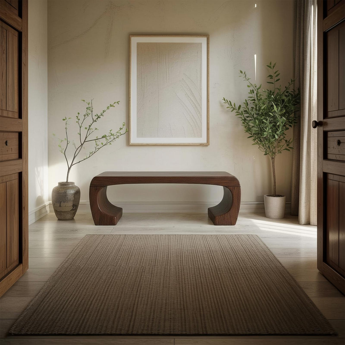 Mid Century Sculptural Bench For Living Room Or Entryway