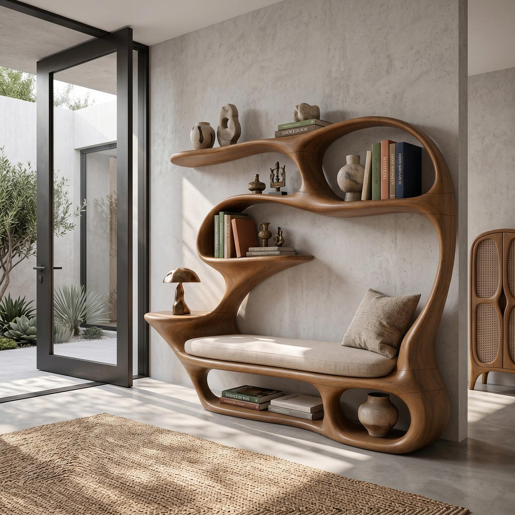 Contemporary Reading Seat Bookcase For Home Library SILDTTNBS060