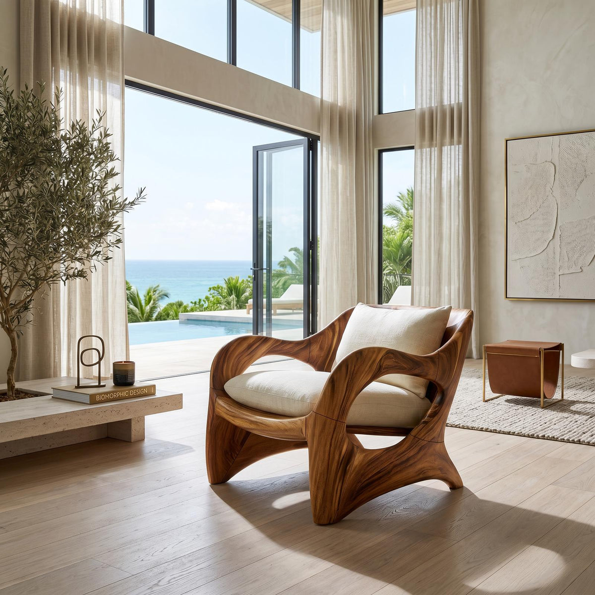Resort-Inspired Sculptural Lounge Chair with Contemporary Elegance SILDTTRCHR026