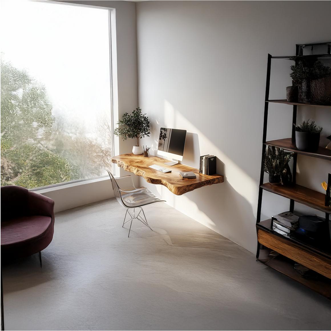 Rustic Live Edge Floating Desk Office Or Bedroom